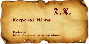 Korponai Minna névjegykártya
